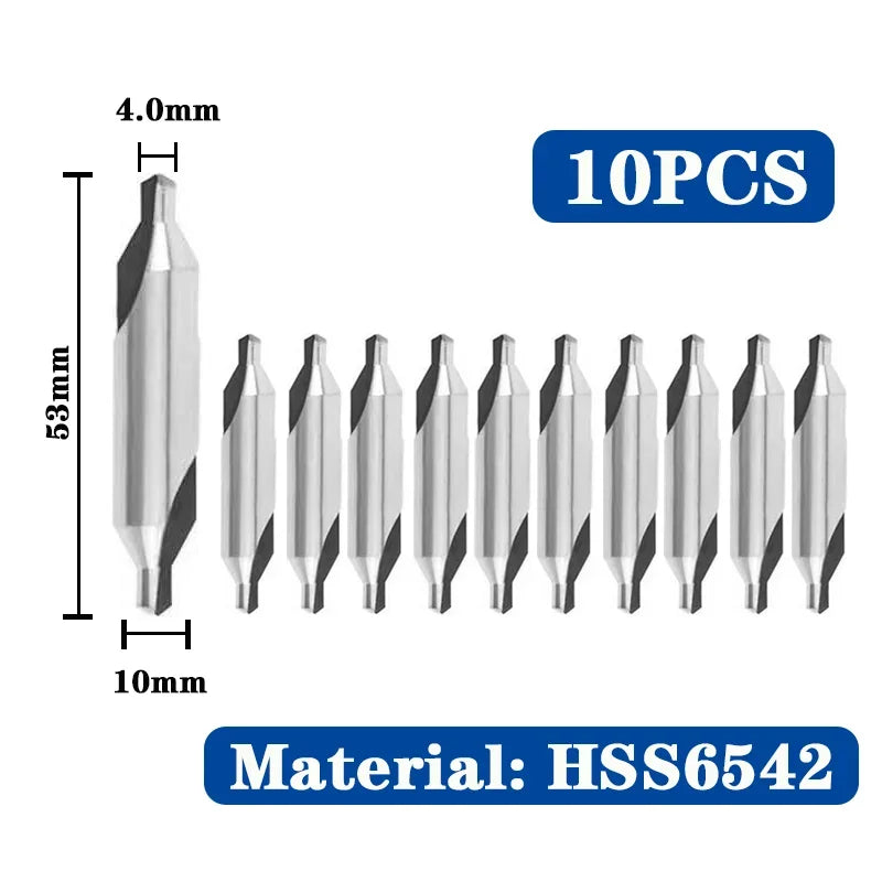 HSS Combined Center Drills Ti-Coated 60 Degree Countersinks Angle Bit Set 6pcs 1.0-5mm Metal Centering Dril Bit Lathe W6542 M35