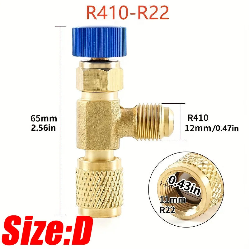 Liquid Safety Valve R410A R22 Air Conditioning Refrigerant 1/4 "Safety Adapter for SAE 1/4" Male Famale Safety Adapter