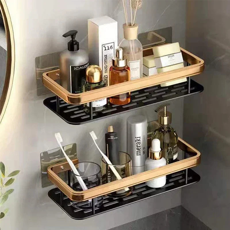Wall Mounted No Drill Aluminum Alloy Shower Shelf Durable