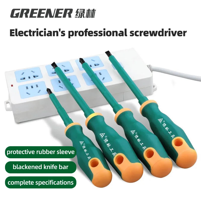 GREENERY Insulated Electrician Screwdriver Current-Isolate Phillips Flat Driver Magnetic Slotted Cross Screwdrivers for Repair