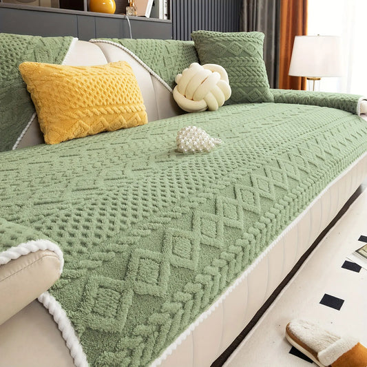 1pc Plush Sofa Slipcover Pet Friendly Couch Covers With Non-Slip Protection for Bedroom Office Living Room Furniture Protector