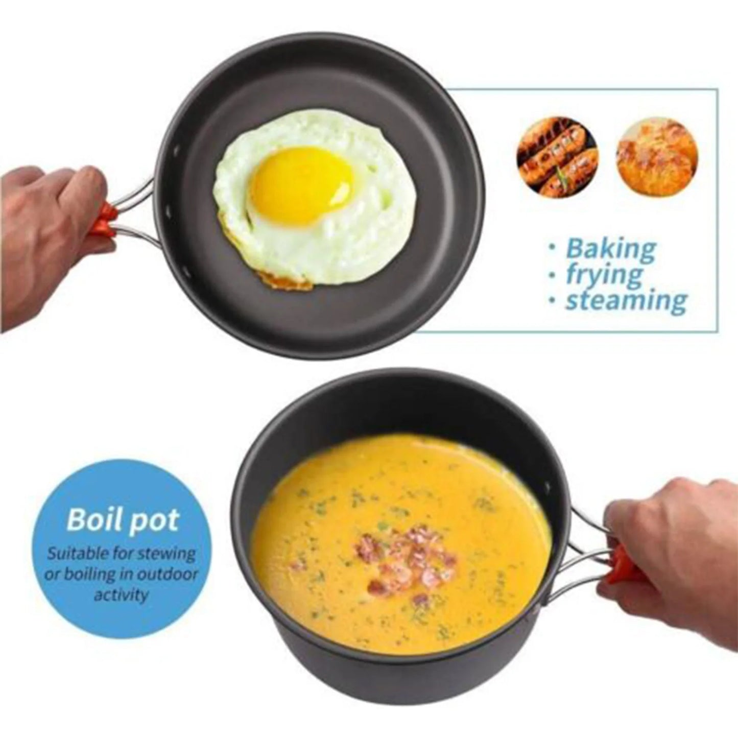 Portable Camping Cookware Set with Utensils for 1-2 People Outdoor Picnic Hiking Backpacking Lightweight Compact