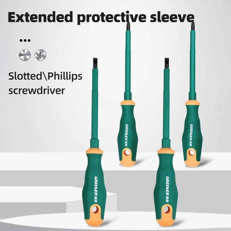GREENERY Insulated Electrician Screwdriver Current-Isolate Phillips Flat Driver Magnetic Slotted Cross Screwdrivers for Repair