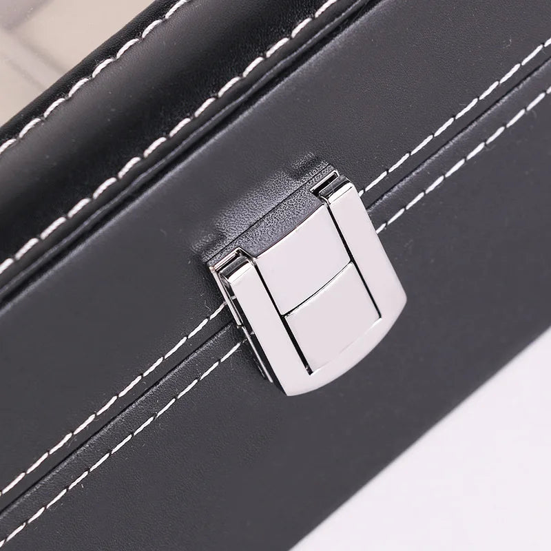 Hot Sale PU Leather Display Storage Collection Organizer Watch Box Case With Glass Top Slot Men Watch Bracket Display Box Gifts