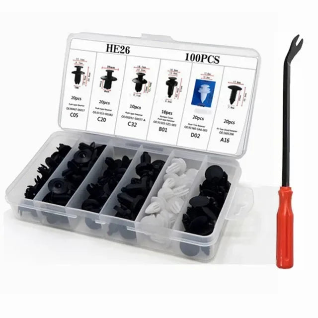 800Pcs-100pcs Car Plastic Retainer Clips Set Auto Fender Push Pin Rivet Door Trim Panel Retainer Car Bumper Fasteners Clips Tool