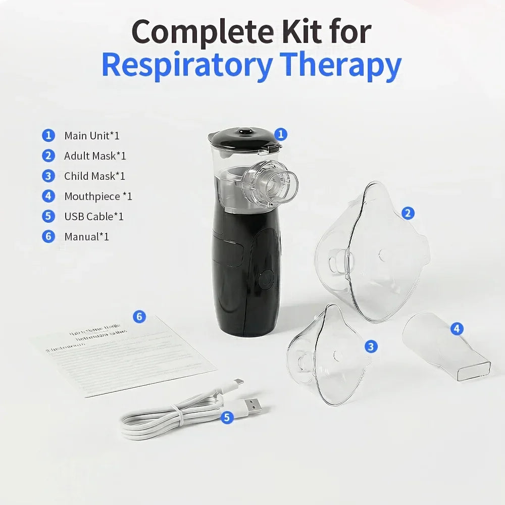 Portable Handheld Nebulizer, Mesh Atomizer Inhaler, Personal Respiratory Device for Home, Travel, School & Business Trip Use