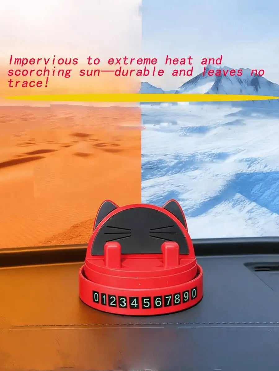Cat Shape Car Phone Holder With Parking Number 360° Rotatable Dashboard Mount Universal Non-Slip Stand For All Phones