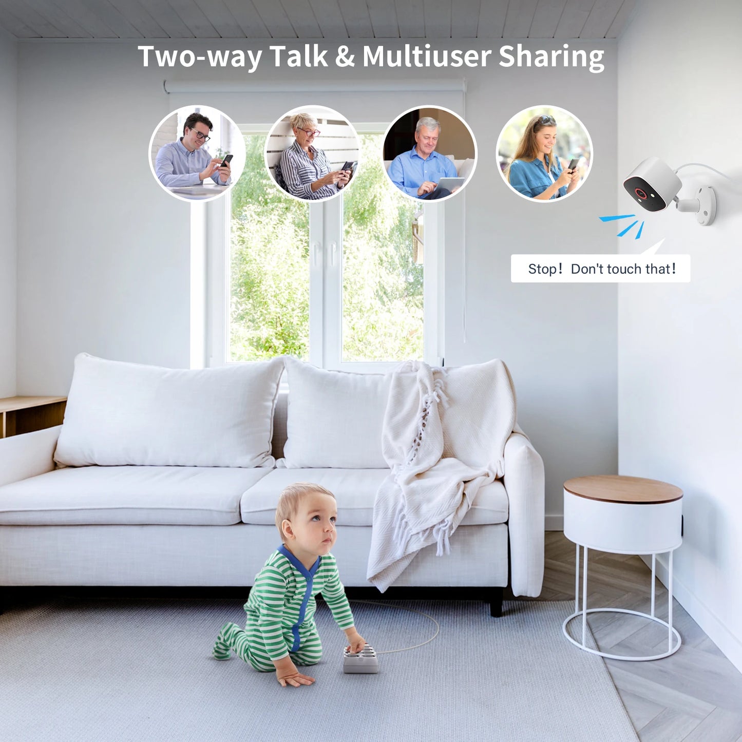 Jennov Outdoor Indoor Security Camera 5Ghz 2.4Ghz 2K HD Wireless WiFi Pet Dog Cat Baby Monitor Camera for Home Security IP66