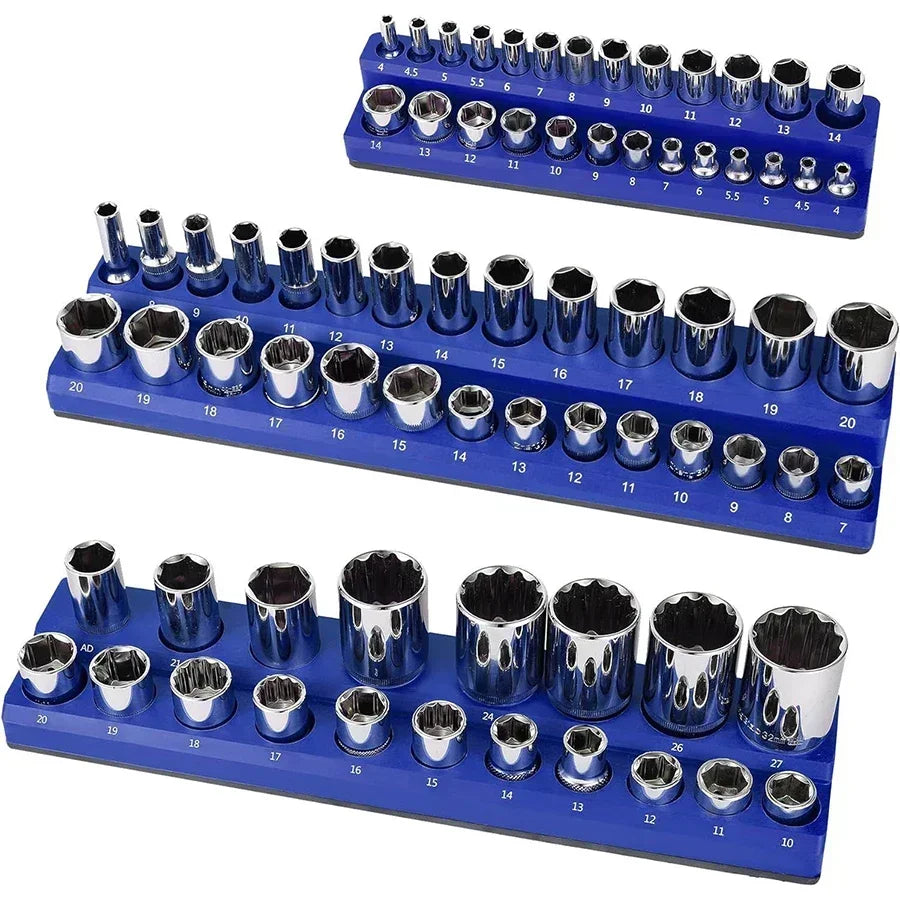 Magnetic Socket Organizer Kit For Tools Storage And Display