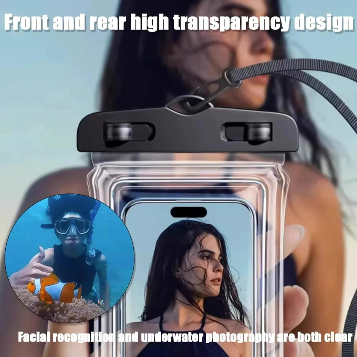 Transparent Waterproof Mobile Phone Pouch Neck Hanging Touchable Water Proof Case Outdoor Beach Swimming Phone Storage Sleeve