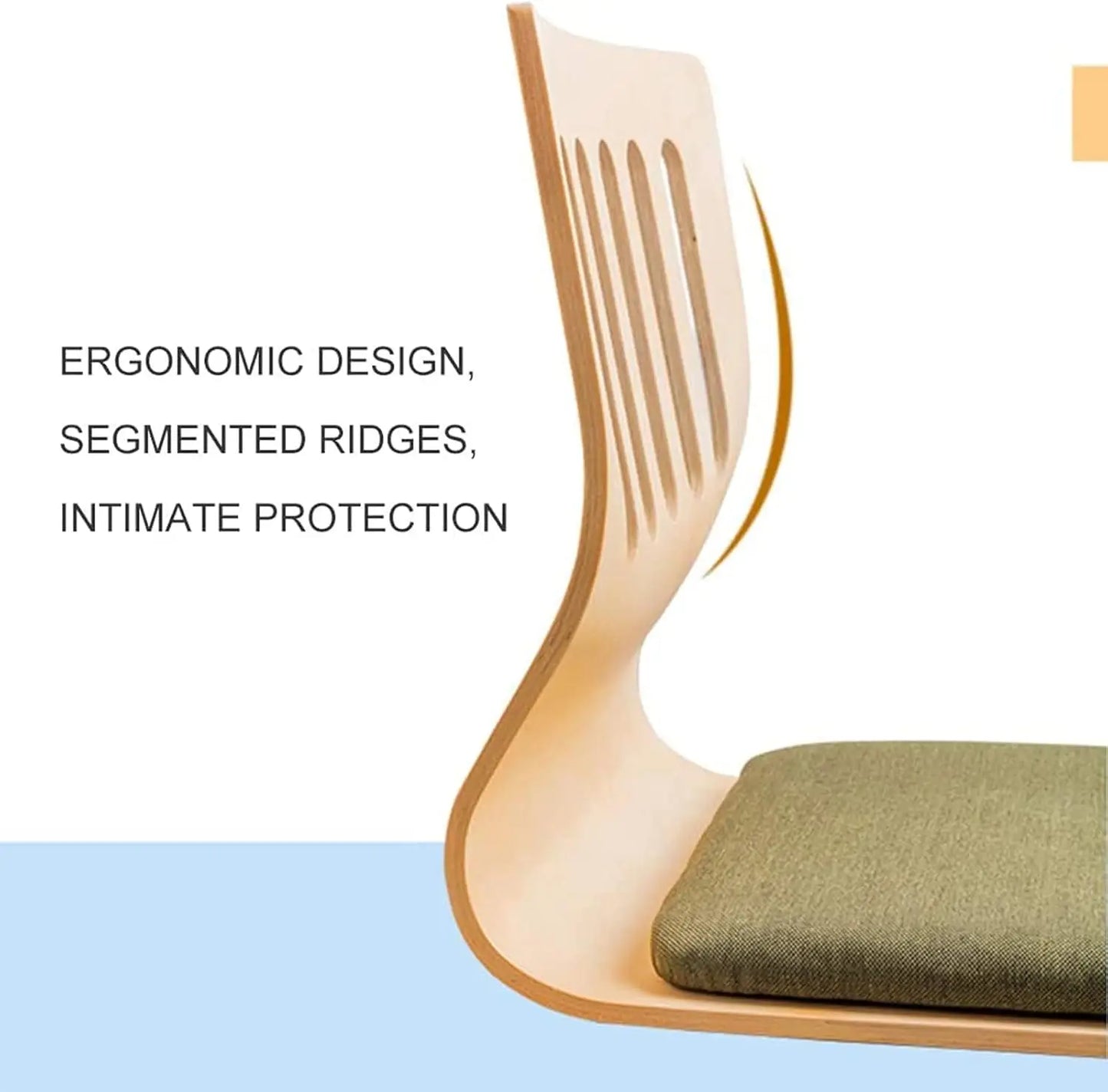 Japanese Legless Floor Chair, Wooden Tatami Meditation Chair for Reading TV Watching Bay Window Lounge