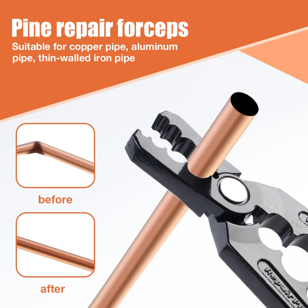 6-In-1 Air-Conditioning Copper Pipe Rounding Pliers Flat Pipe Restore Rounding Tools Diameter 1/4" 3/8" 1/2" 5/8" 3/4" 7/8" Pipe