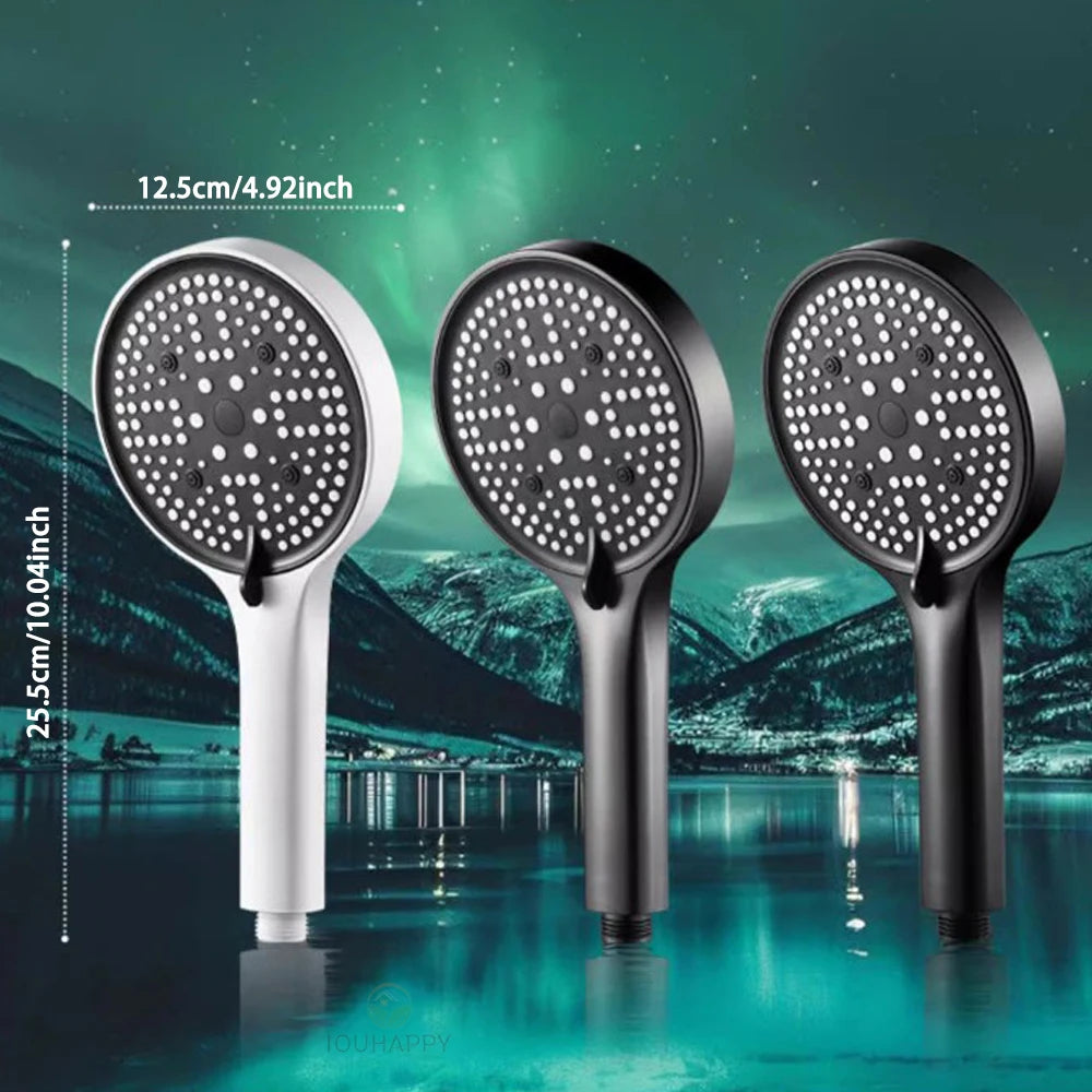 High Pressure Shower Head Set Water Saving Rainfall Spray Handheld 6 Jet Modes Shower Head with Hose Bathroom Accessories