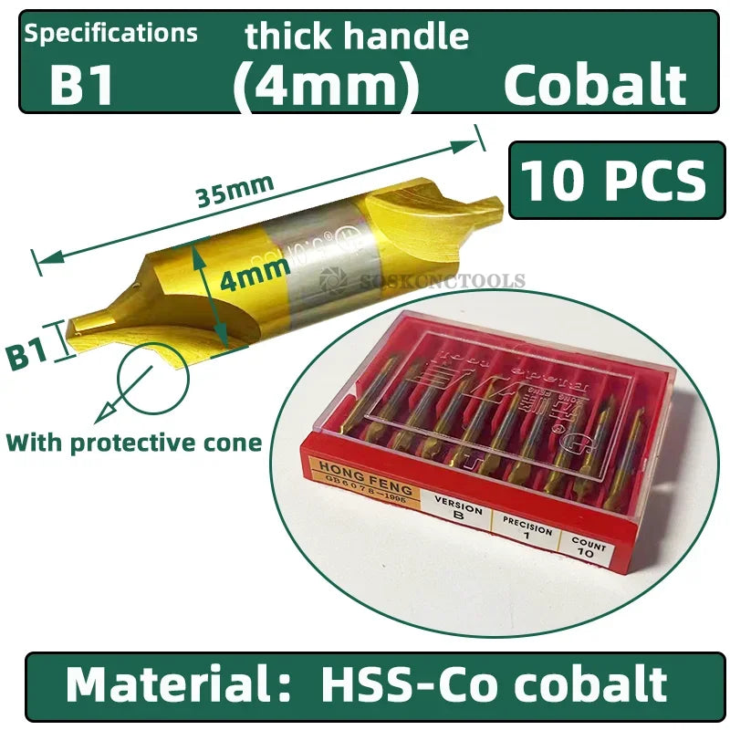 HSS Combined Center Drills Ti-Coated 60 Degree Countersinks Angle Bit Set 6pcs 1.0-5mm Metal Centering Dril Bit Lathe W6542 M35