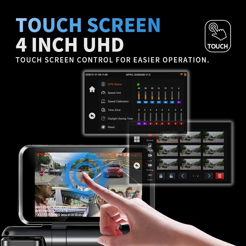 XUOIB 4CH GPS Dash Cam I9pro-wb Front 4K/2K+3*1080P for Car 360 DVR Camera 24H Parking Mode WiFi Video Recorder IR Night Vision
