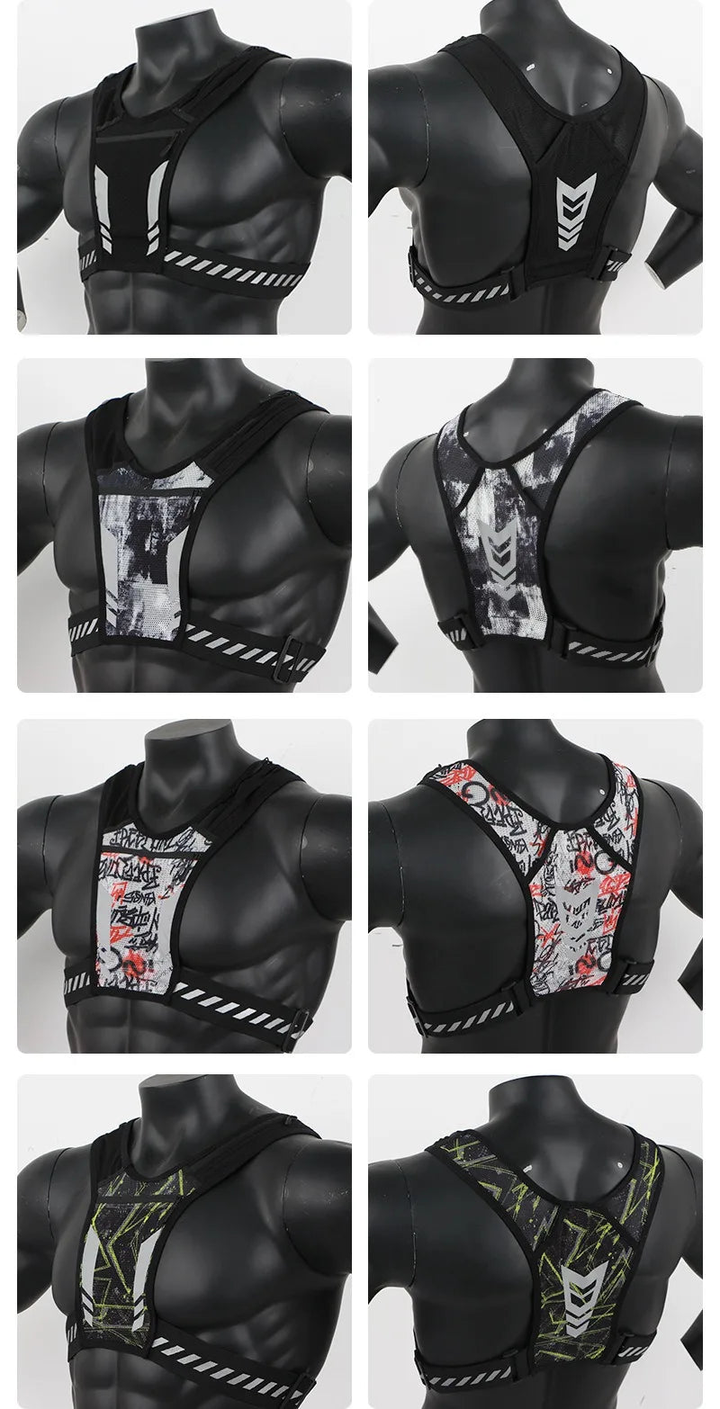 Reflective Running Backpack Lightweight Sports Running Cycling Vest Mobile Phone Cards Bag Men and Women Jogging Fitness Vest