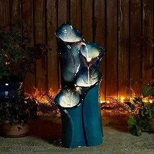 Outdoor Ceramic Water Fountain With LED Lights And Pump