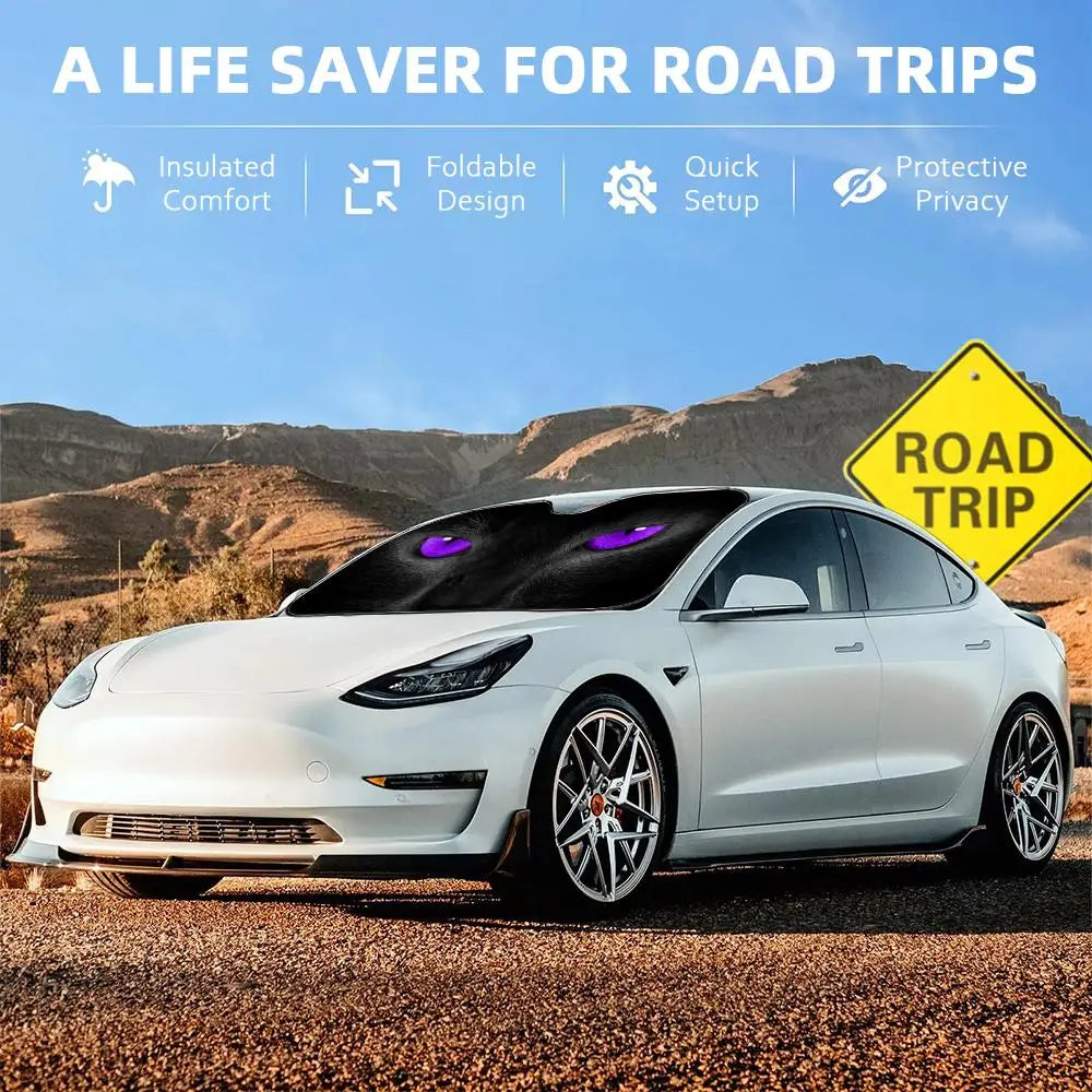 Black Cat Eye Sun Visor Car Windshield Sun Shade UV Protection Heat Insulation Cover Universal  Sun Protector