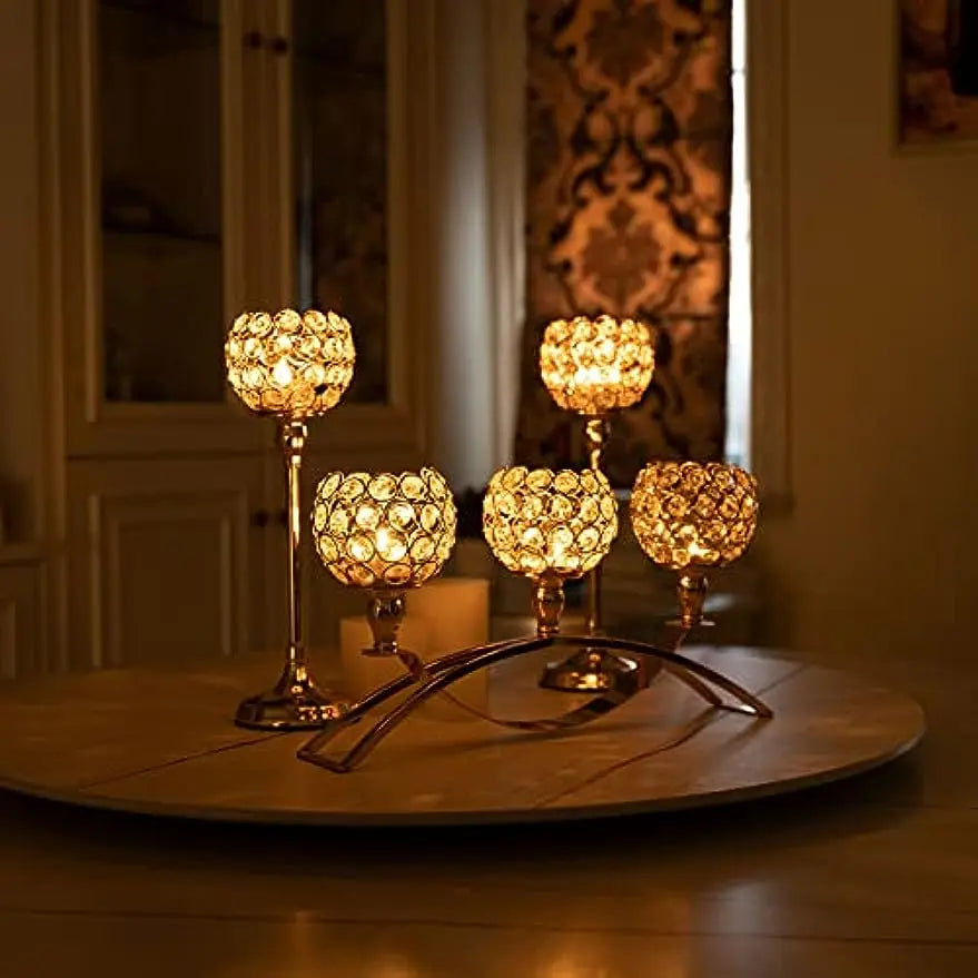 Three Arm Tealight Candelabra Table Centerpiece Candle Holders