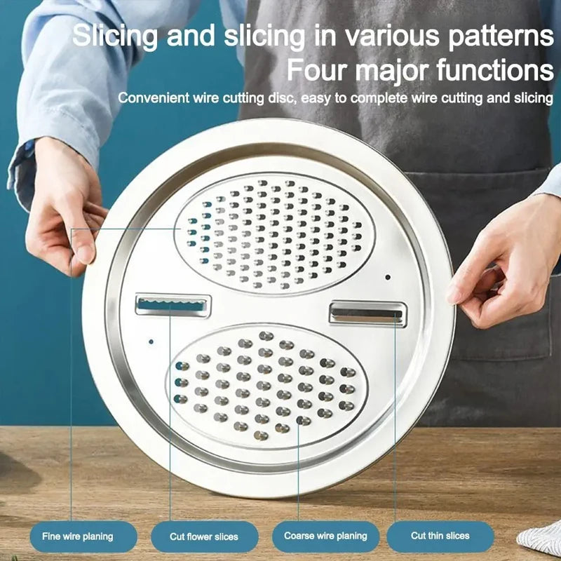 Vegetable Slicer Set 3PCS/1Set Stainless Steel Potato Cutter with Washing Basin Drain Basket Multifunctional Vegetable Chopper