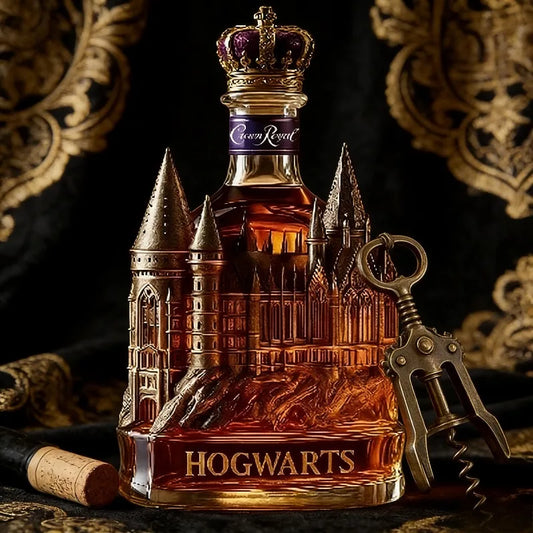 Medieval Castle Whiskey Decanter, 3D Embossed Crown Top Glass Wine Carafe, Luxury Barware for Home Bar