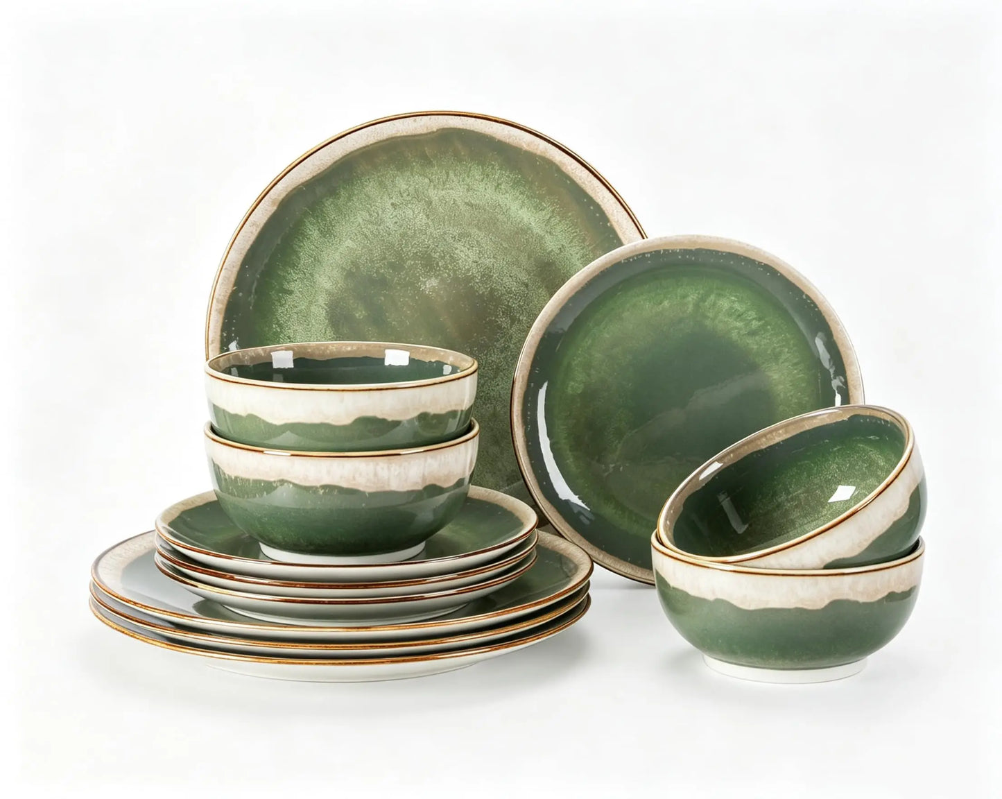 Stackable Gradient Ceramic Dinnerware Set With Microwave Safe Bowls