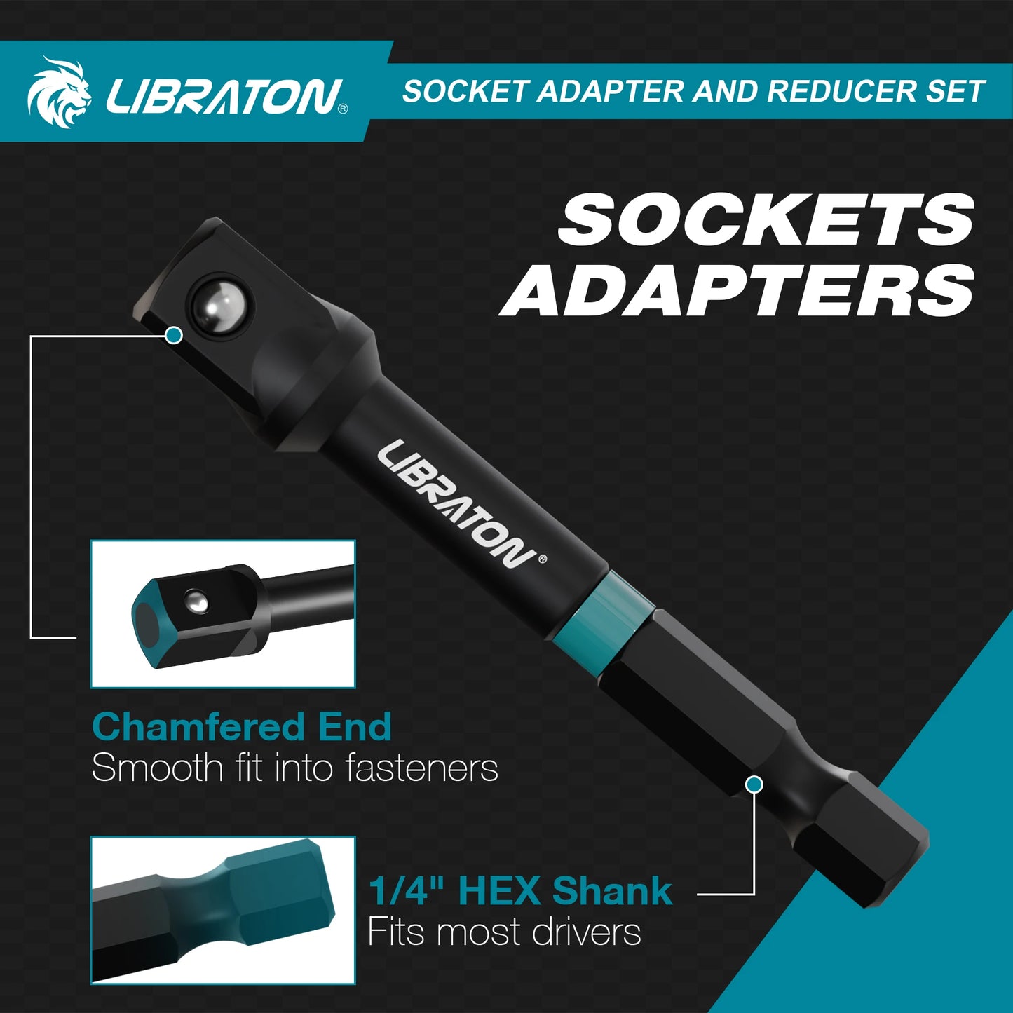 Impact Socket Adapters And Reducer Set With Universal Joints