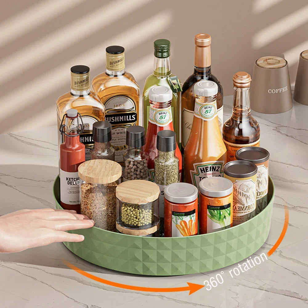 360 Rotating Seasoning Storage Rack Multifunction Pantry Cabinet Turntable for Cosmetics Kitchen Accessories Organizer Tray