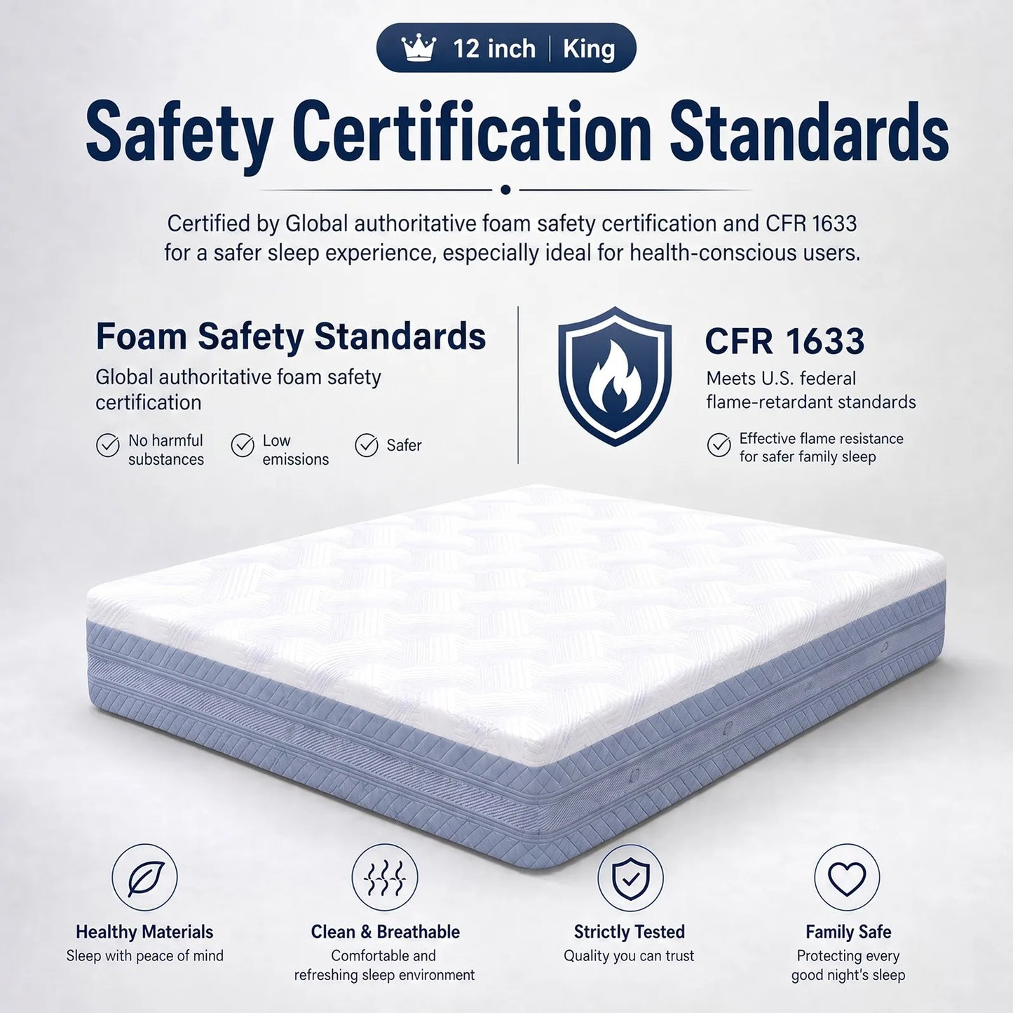 Luxury High Density Memory Foam Mattress With Certifications