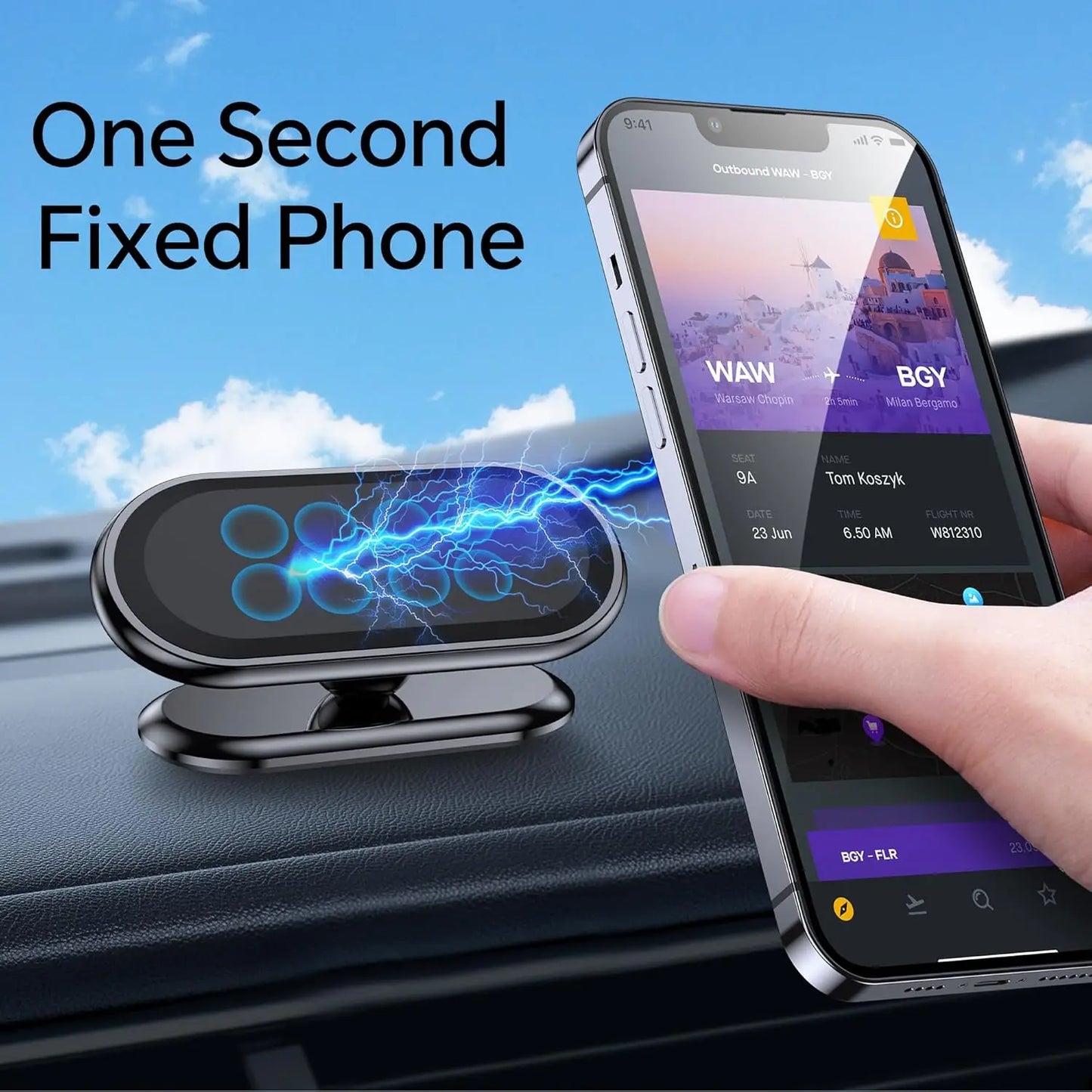 【2-Pack】 Magnetic Phone Holder for car, [ Super Strong Magnet ] [ with 4 Metal Plate ] Cell Phone carmount for iPhone Magnetic [ 360° Rotation ] Universal Dashboard Adhesive Car Magnetic Phone Mount