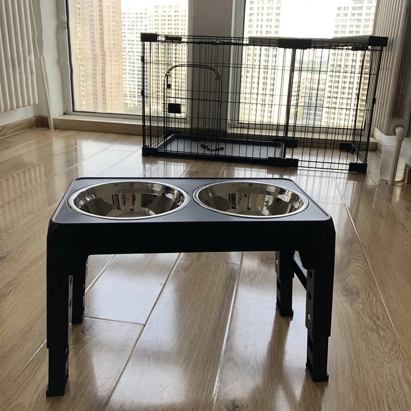 Booteely Elevated Dog Feeder With Dual Stainless Steel Bowls