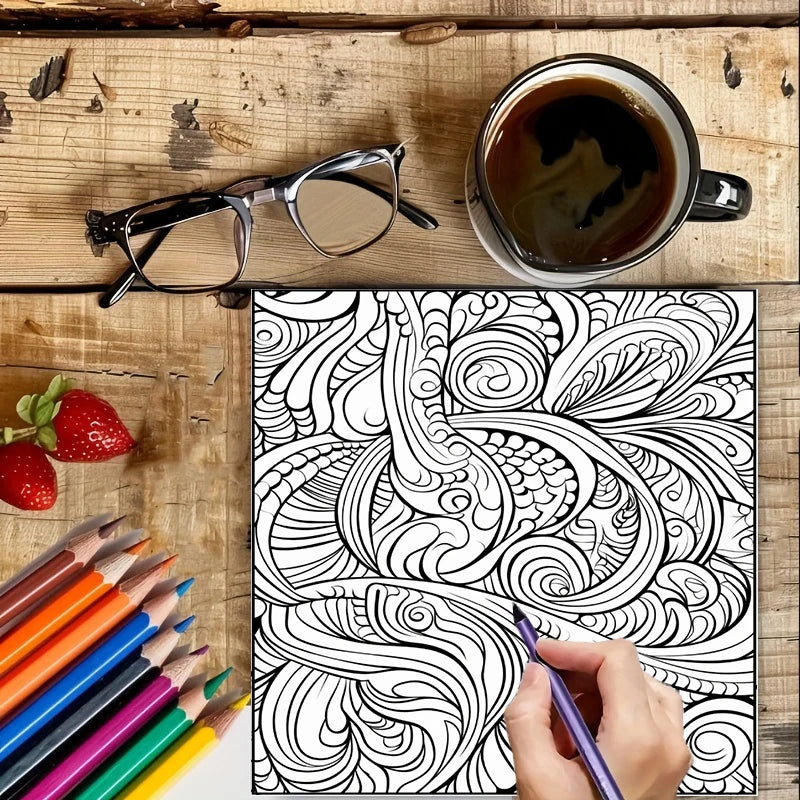 Mindfulness Pattern Coloring Book for Adults, Stress Relief Drawing Pages, Birthday Gift & Back to School Art Supplies