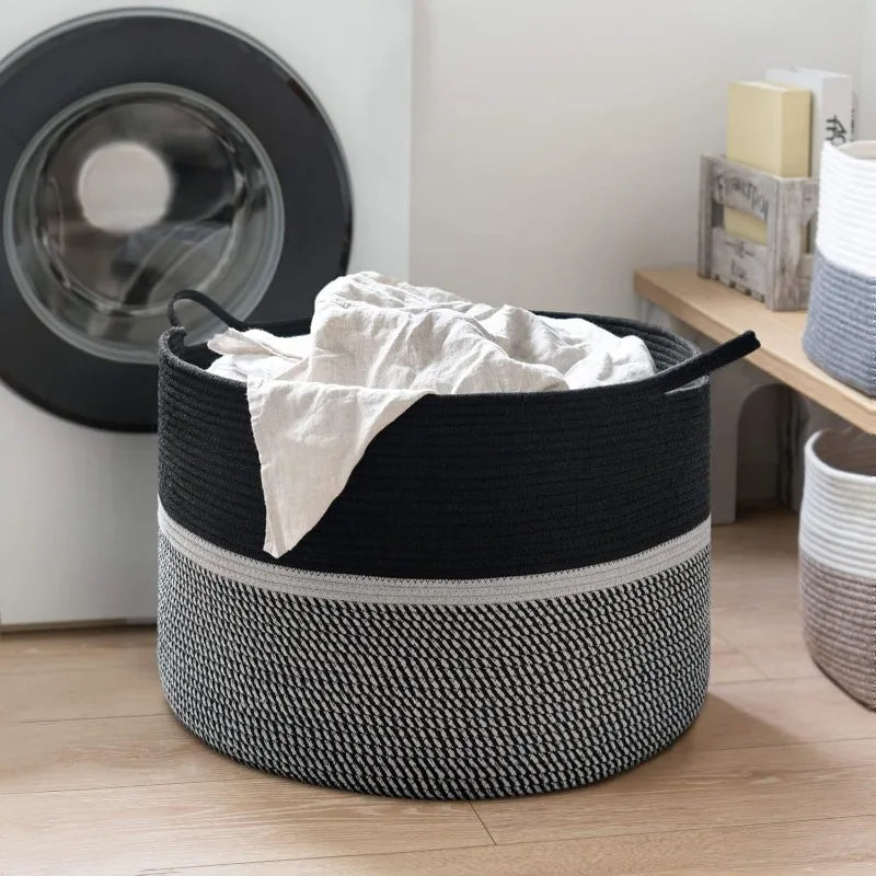 Extra Large Laundry Basket, Woven Rope Storage For Towels