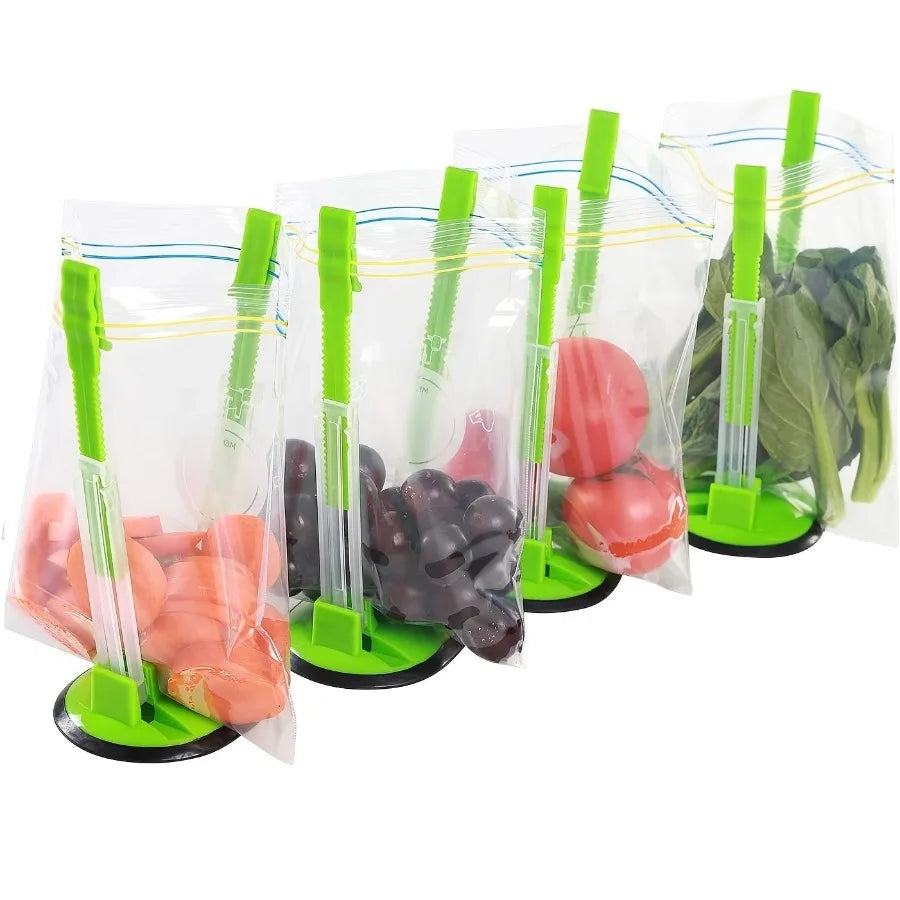 1 Piece Baggy Rack Holder For Food Prep Bags Plastic Freezer Bag Ziplock Bag Holder Stand Meal Planning Prep Bag Holders