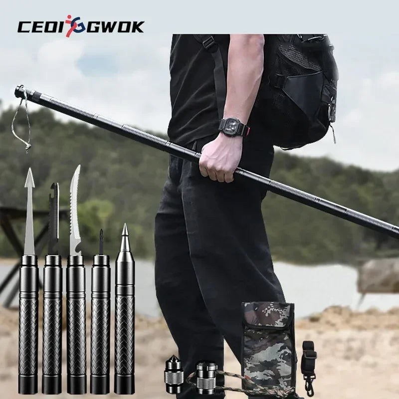 CEOI GWOK Walking Stick Set Adjustable Height Walking Cane Essential Gear Multi-functional Hiking Stick Premium Trekking Poles
