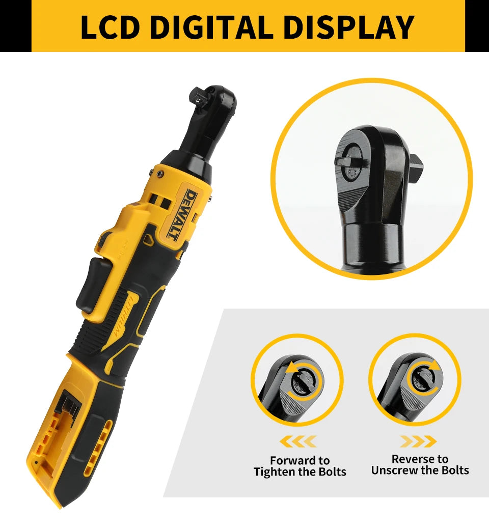 DEWALT DCF513 1/2 Brushless Cordless Ratchet Wrench Variable Speed Rechargeable High Torque Right Angle Fit DEWALT 20V Battery