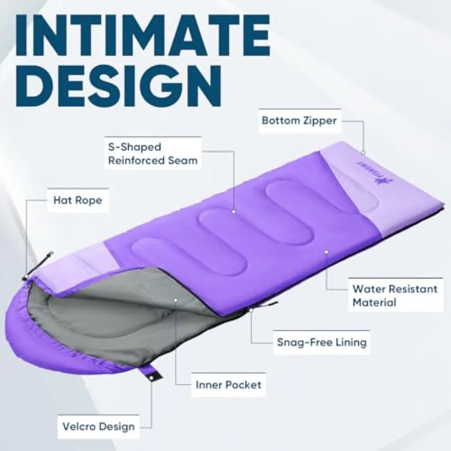 Sleeping Bags for Adults Lightweight and Machine Washable Water Resistant Backpacking Camping Sleeping Bag for Warm Cold Weathe