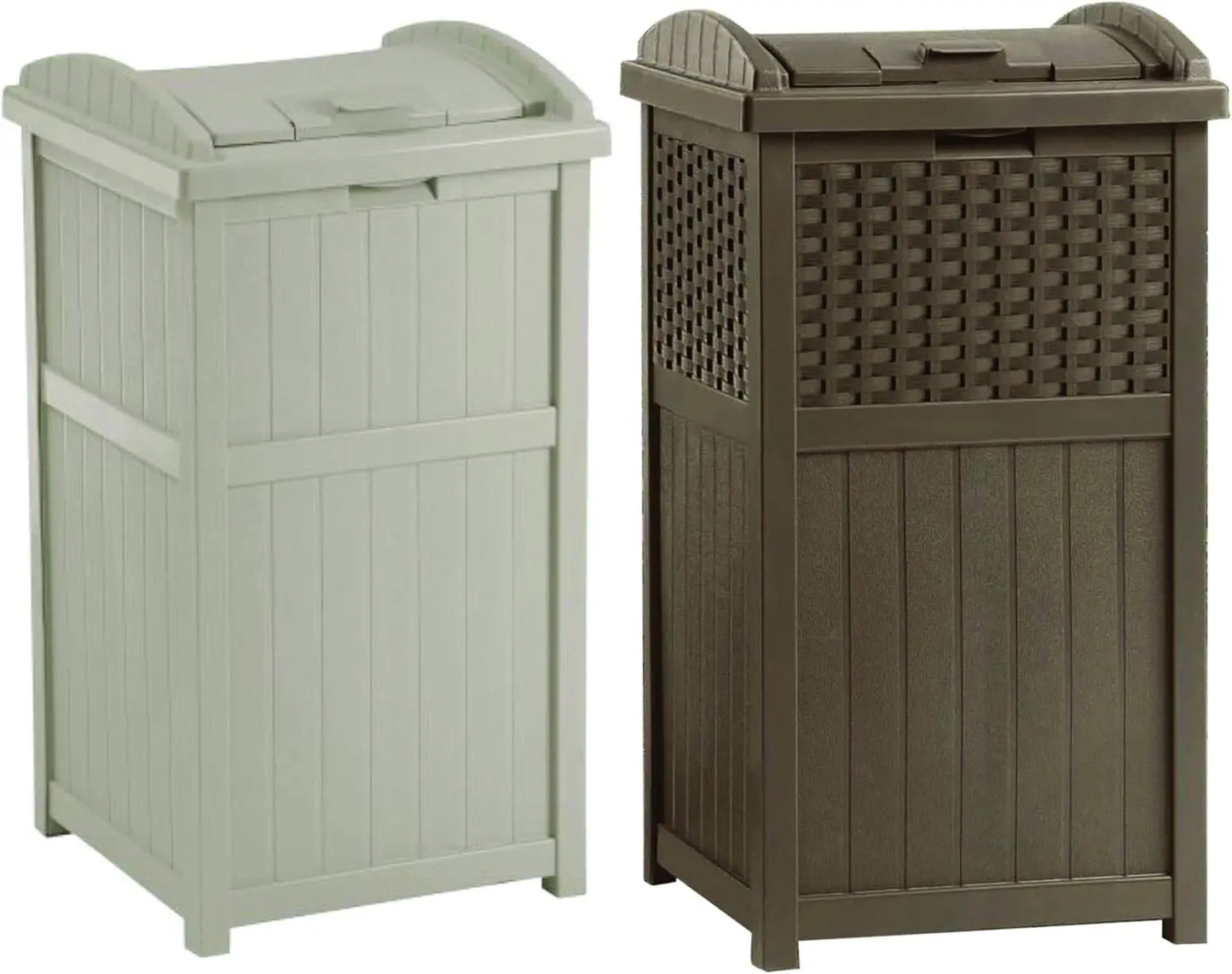 Suncast 30 Gallon Outdoor Trash Hideaway Resin Refuse Container Lid Cyberspace Concealed Waste Storage Patio Backyard Garden