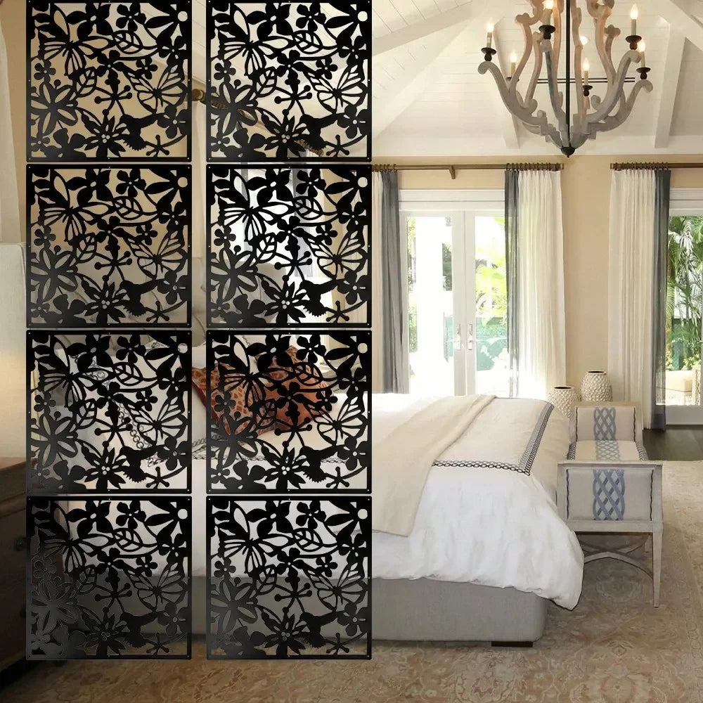 Room Divider Decorative Thick Wall Screen Panels Floral Carving Pattern Hollow Out Design For Bedroom Living Dining Room Kitche