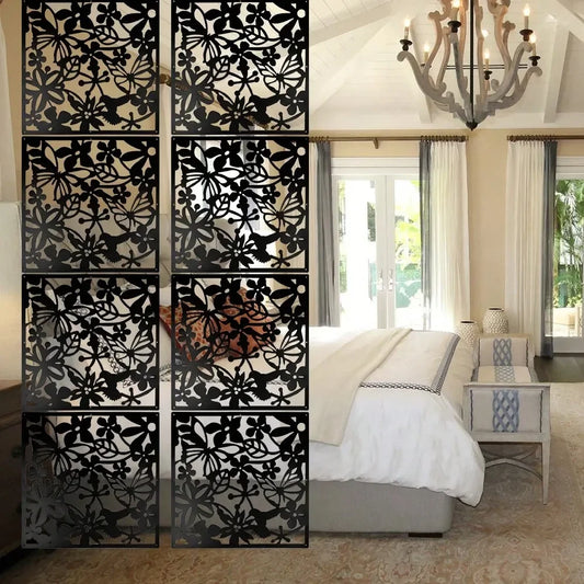 Room Divider Decorative Thick Wall Screen Panels Floral Carving Pattern Hollow Out Design For Bedroom Living Dining Room Kitche