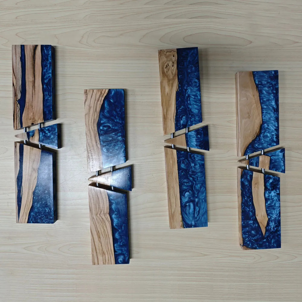 Olive Wood Epoxy Resin Chanukah Menorah Oil Cup Candle Holder Hanukkah Judaica Gift for Religious Celebration Hanukkah Shabbat