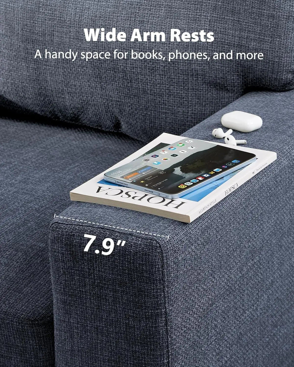 Modern Upholstered Sofa With Removable Washable Cover And Armrests