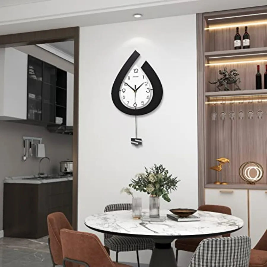 Large Wall Clock for Living Room Decor Big Pendulum Modern Wall Clock Silent Non Ticking Battery Operated 28.7 Inch Clock for K