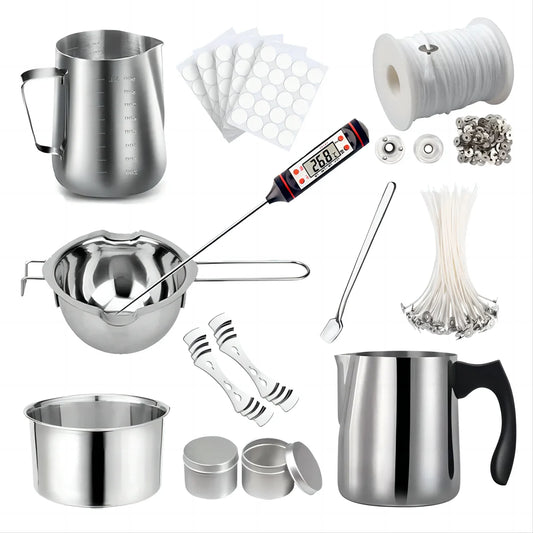 DIY Candle Making Tools Kit - Includes Pouring Pot Wax Melting Material Aromatherapy Wicks & Holder for Crafting Homemade Candle
