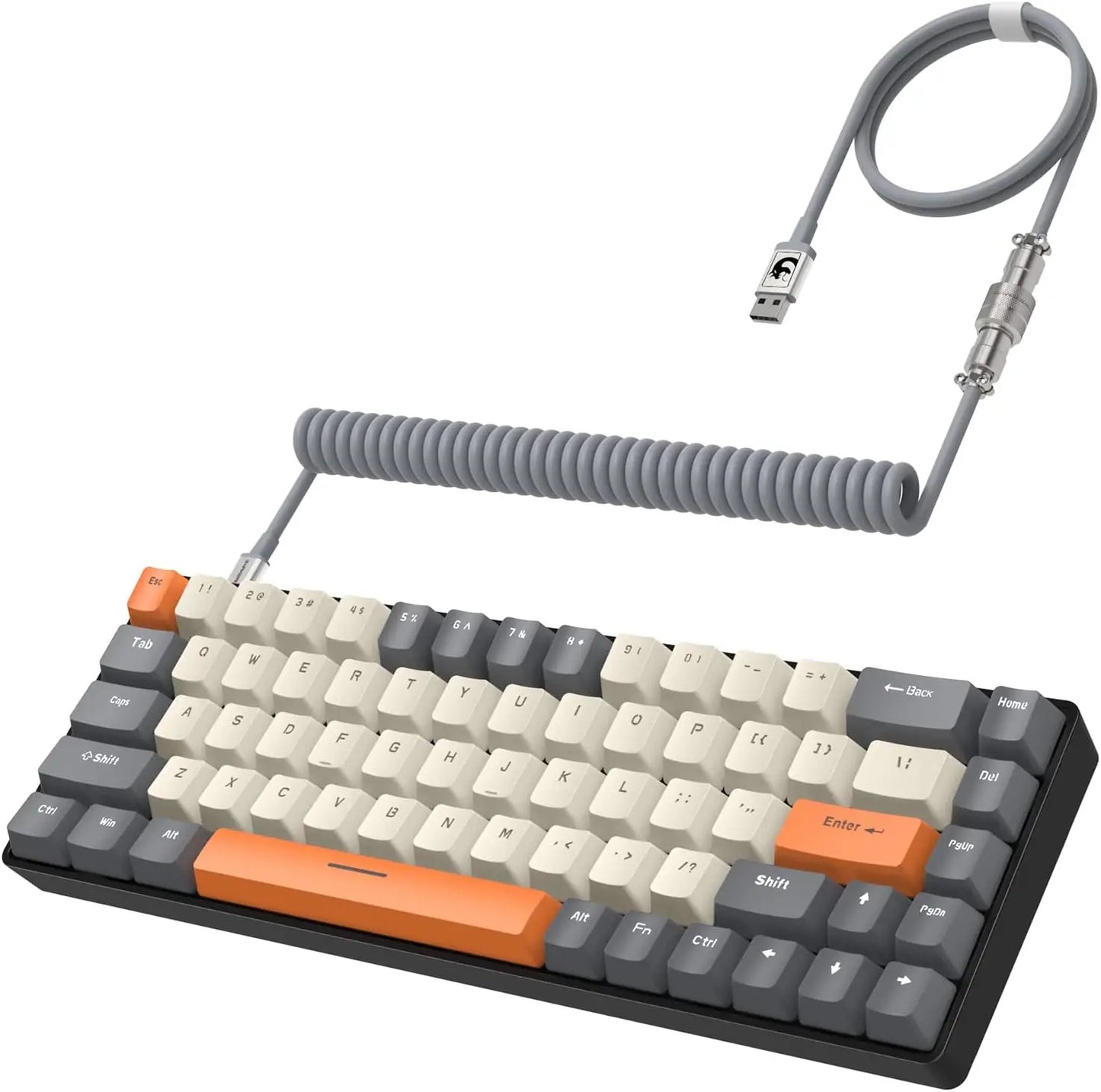 T8 Wired 65% Mechanical Gaming Keyboard with RGB Backlit Anti-ghosting TKL Mini 68 Key, Custom Coiled C to A Cable, Blue Switch