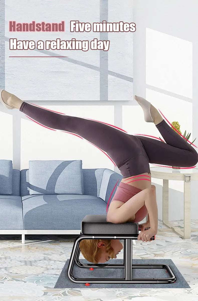 Home multifunctional inverted stool, double armrest yoga headrest bench, vertical yoga chair for balance training