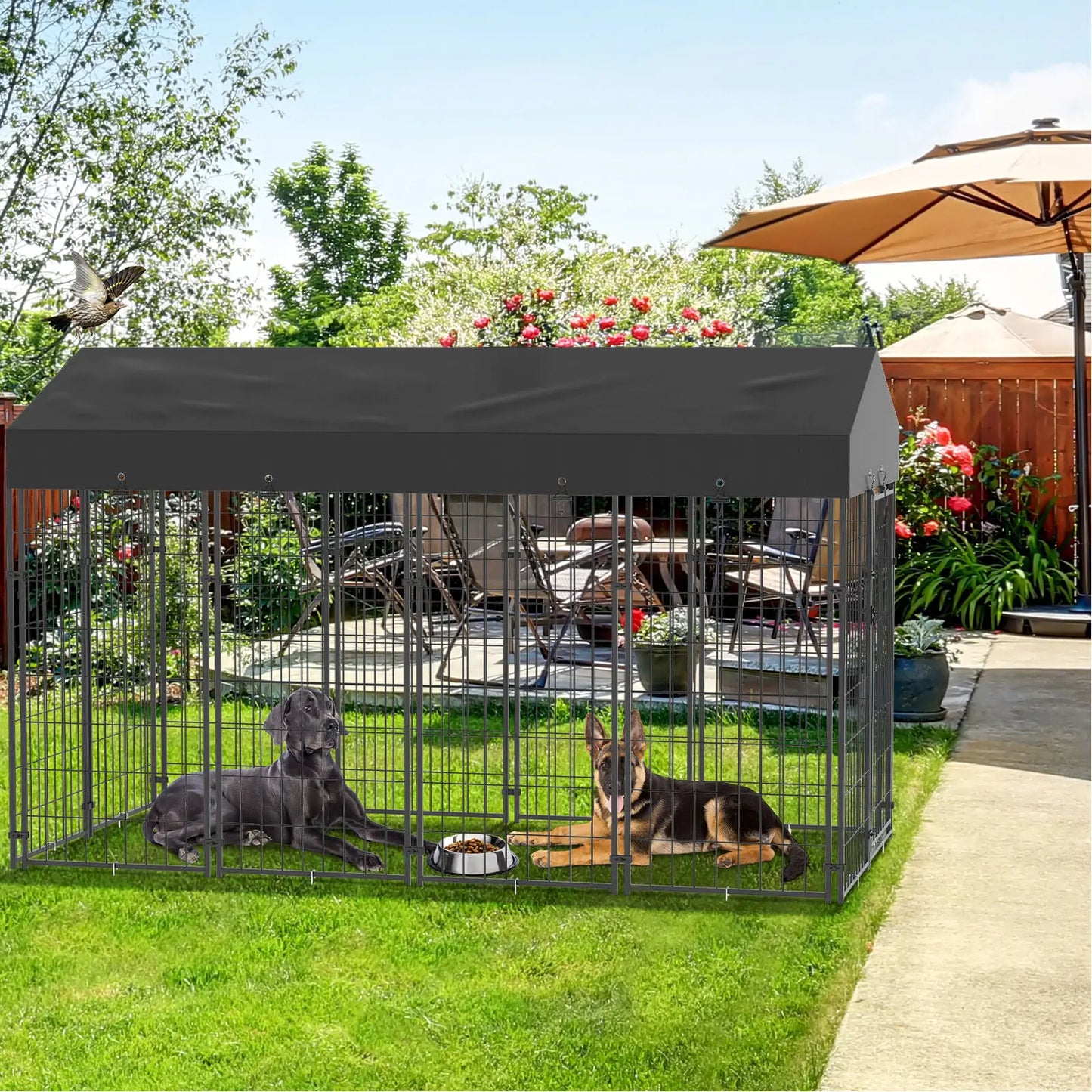 Outdoor Dog Playpen With Roof High Fence Enclosure System