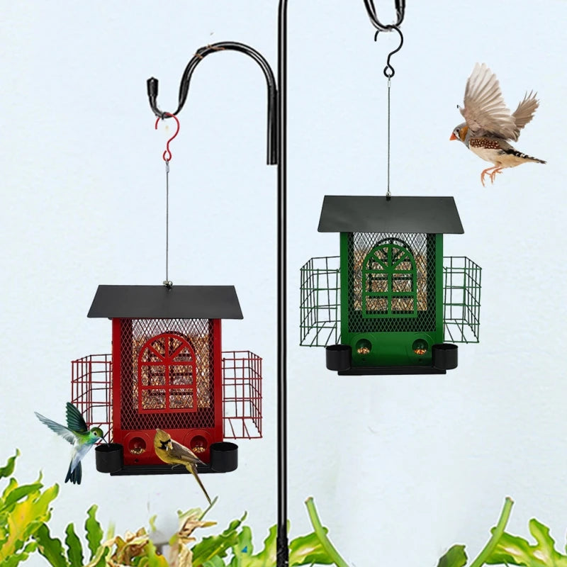 Washable Metal Hanging Bird Feeder Bird Feeder Multi-functional Squirrel Proof House-shaped Bird Feeder Garden Decorations