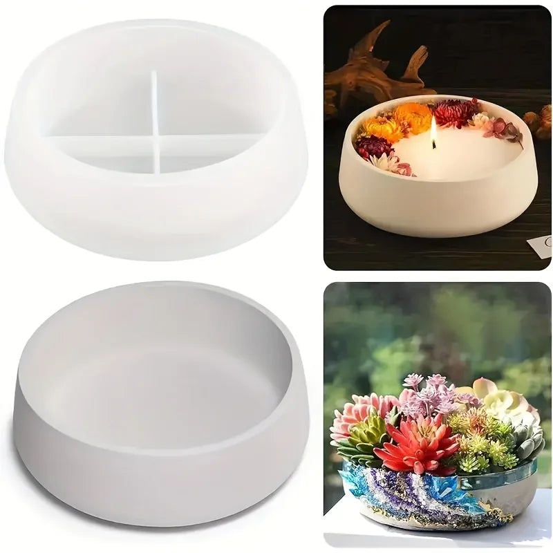 Resin casting molds, round bowl silicone molds, and plaster candle holders for baking，perfect for gifts, flower pots, arts and