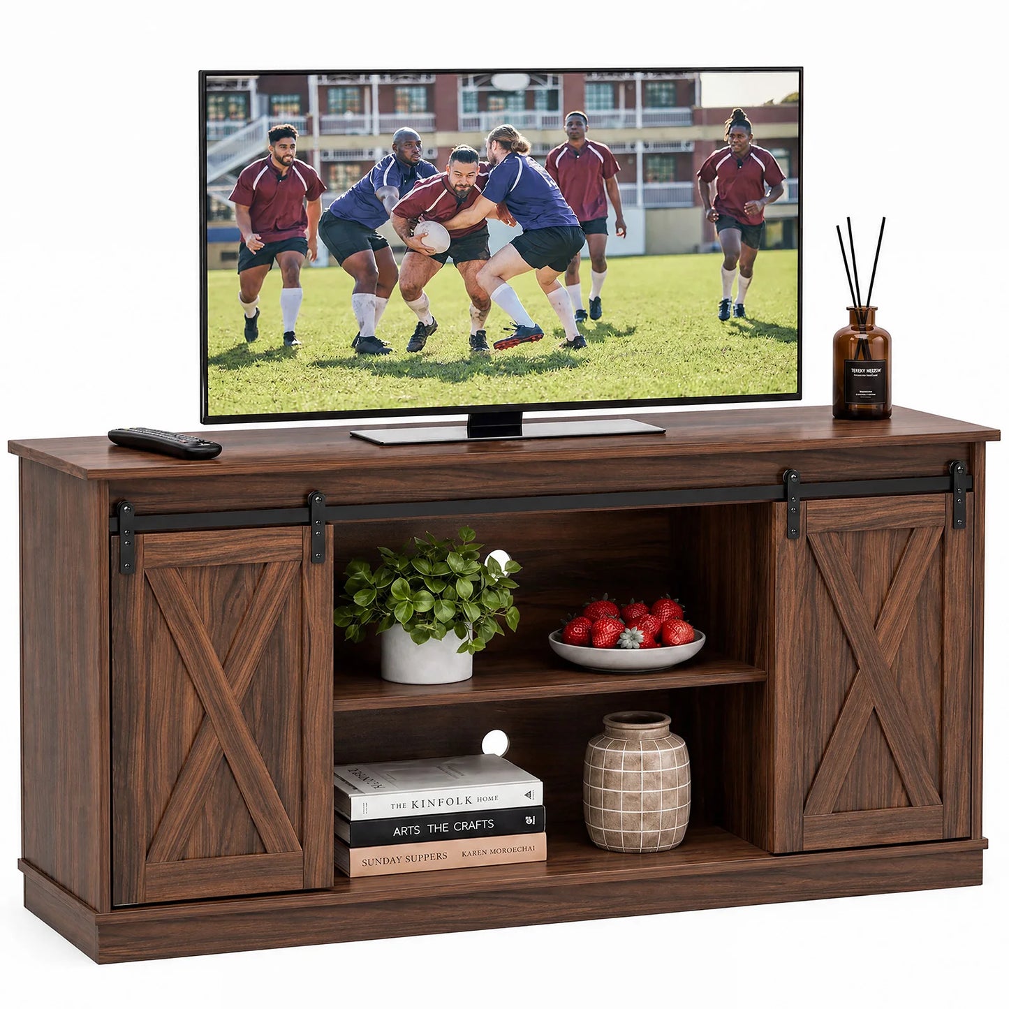 MCQ Wood Storage Shelves Cabinet For Living Room Modern Media TV Console Table TV Stand for 65 Inch Television Storage Organization Beside Nightstand Tables Storage Closet Chest Display Furniture